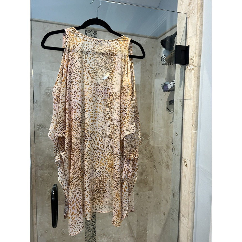 Show Me Your MuMu Peta Boo Tunic Kimono Womens M Sheer Animal Print Top Brown - Picture 8 of 10